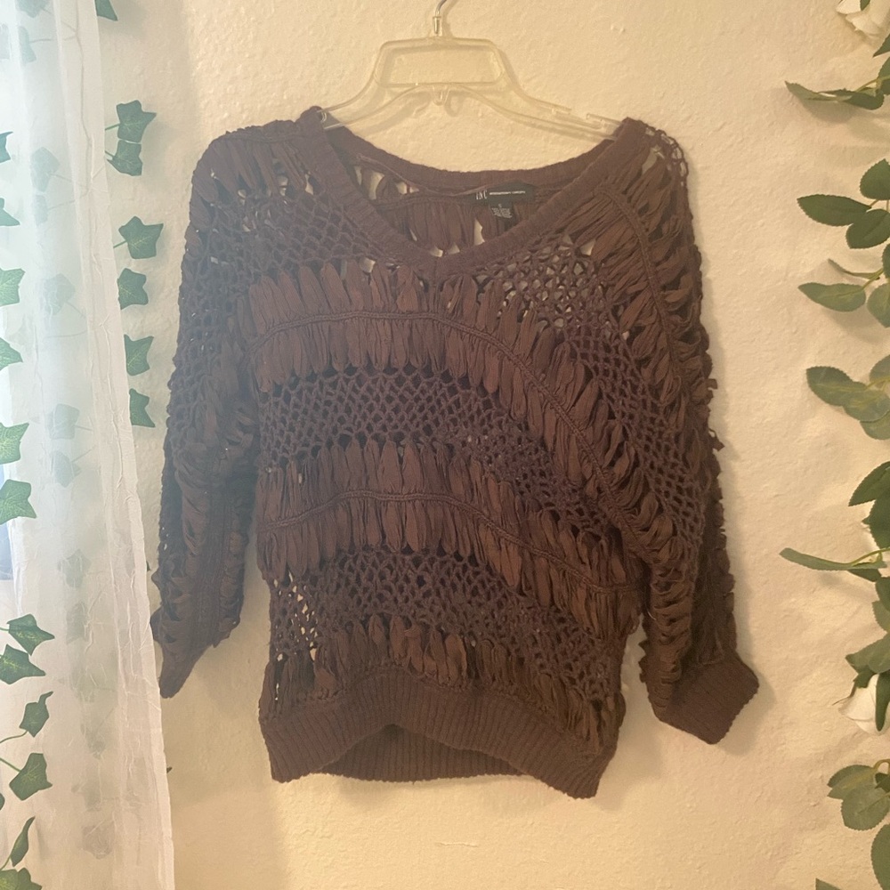Brown Crothet Cover Up Top